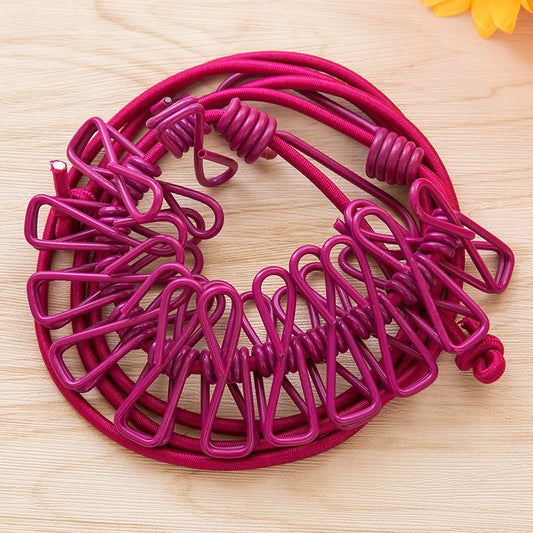 1.8M Portable Clothesline with 12 Clips Windproof Retractable Rack Clip Hangers Clothes Line Travel Supplies